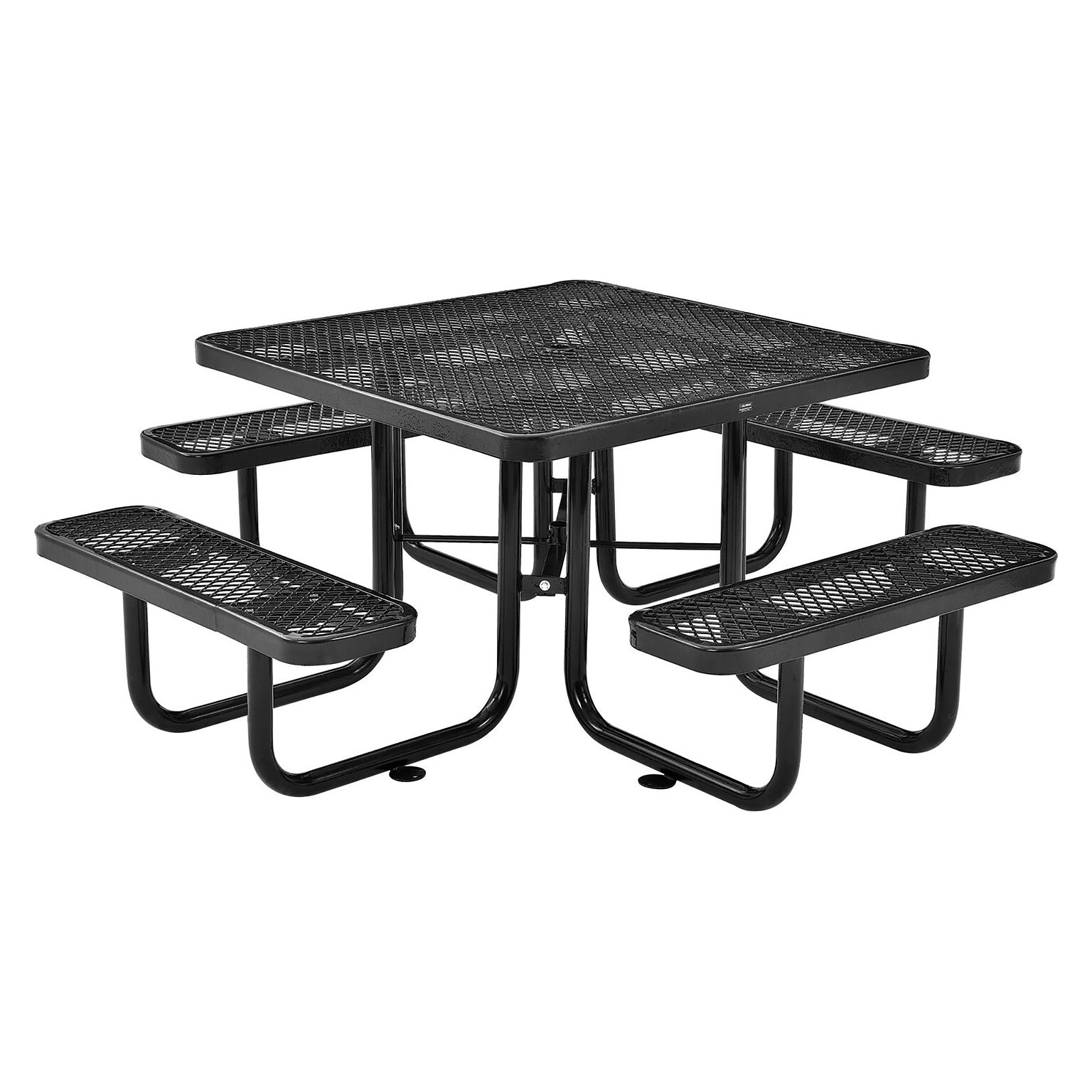 Global Industrial 46 Square Outdoor Steel Picnic Table, Expanded Metal, Black (277151BK)