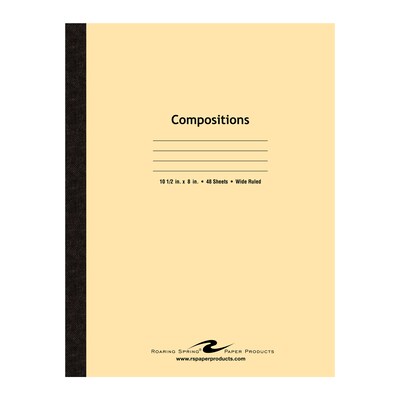 Roaring Spring Paper Products 1-Subject Composition Notebook, 8 x 10.5, Wide Ruled, 48 Sheets, Ass