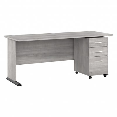 Bush Business Furniture Studio A 72W Computer Desk with 3 Drawer Mobile File Cabinet, Platinum Gray