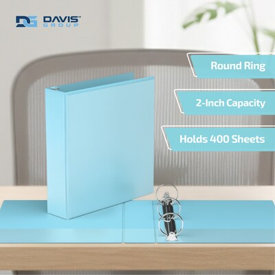 Davis Group, 2, 8.5 x 11, Round Ring View Binder, Pastel Color, Aqua, 6/Pack (7413-12-06)
