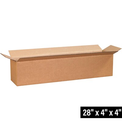 Corrugated Boxes, 28 x 4 x 4, Kraft, 25/Bundle (2844)