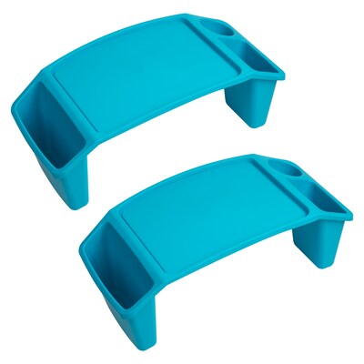 Mind Reader 10.75" x 22.25" Plastic Kids' Lap Desk Activity Tray, Blue, 2/Pack (2KIDLAP-BLU)