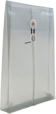 JAM Paper Premium Plastic Filing Envelope with Button & String Closure, Gray, 3/Pack (472B1SMX3)