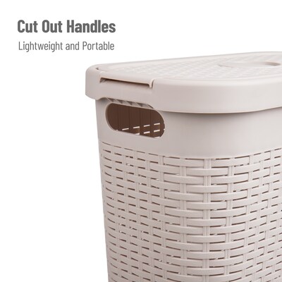 Mind Reader 10.5 Gallon Hamper with Lid, Plastic, Ivory, 3/Pack (3PKHAMP40-IVO)