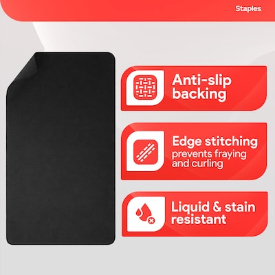 Staples TECH Anti-Slip Fabric Desk Pad, 31.5" x 15.7", Black (ST62543)