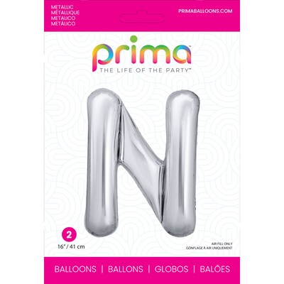 Party City (Air-Filled) 16 N Foil Balloon, Silver, 2/Pack (AM60050277-18)
