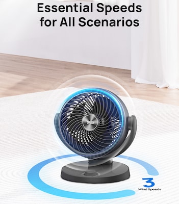 DREO Desk Fan, 3-Speed, Gray (DRHAF009)