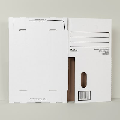 Quill Brand® 35% Recycled Corrugated File Storage Boxes, Lift-Off Lid, Letter/Legal Size, White, 12/Carton (00456)