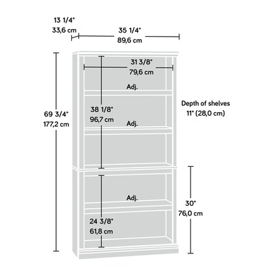Sauder Select 70"H 5-Shelf Bookcase, Jamocha Wood (410375)