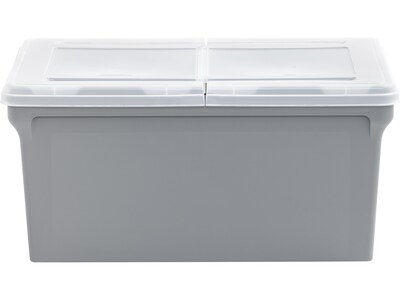 Iris Plastic File Box with Split Lid, Letter Size, Gray, 4/Pack (500167)