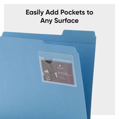 Smead Self-Adhesive Poly Pocket, Business Card Size, Clear, 100/Box (68123)