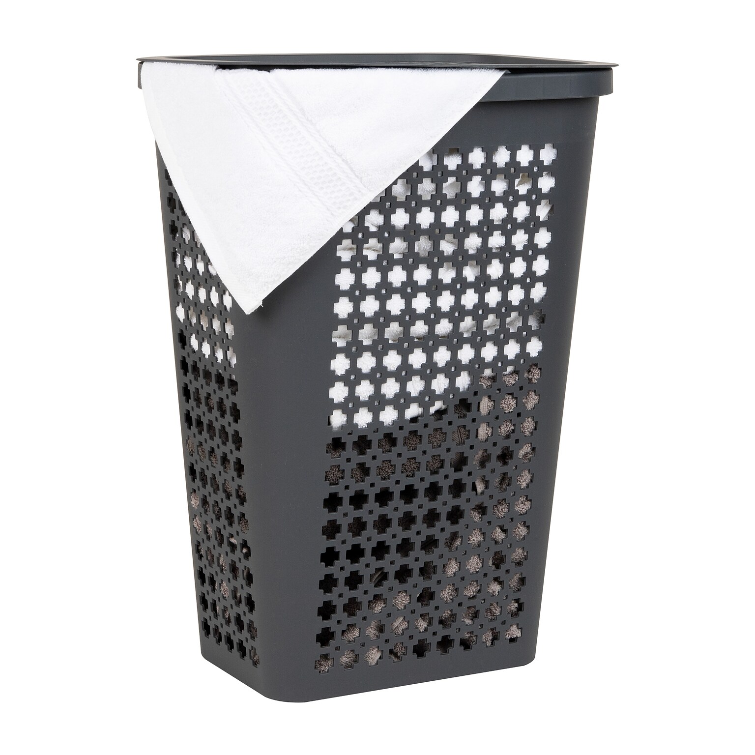Mind Reader Slim Tapered Hamper with Lid, Plastic, Gray (SWHAMP50-GRY)
