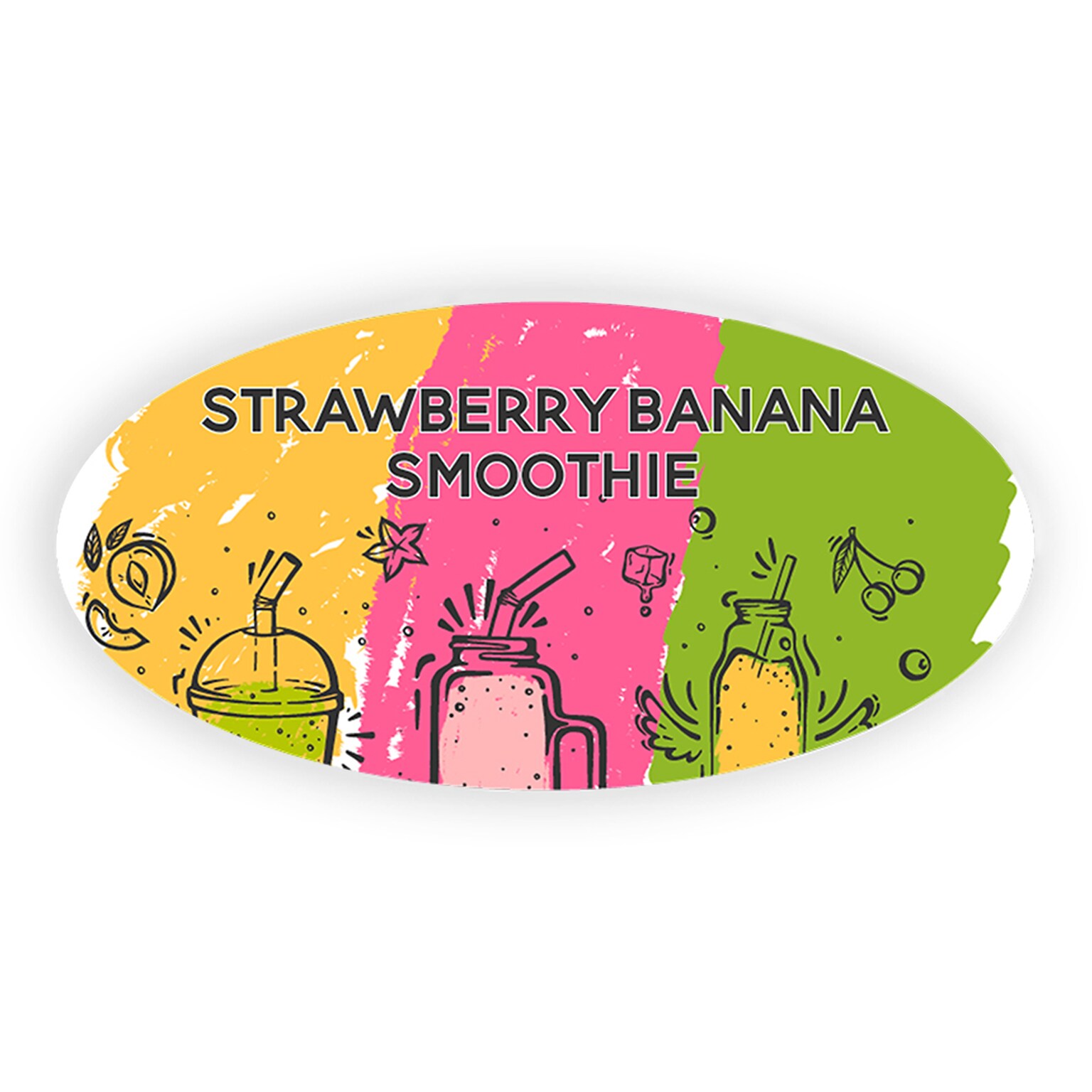 Custom Print Label, 1-1/4 x 2-1/2 Oval, 1-Sided Full Color, 250 Labels/Roll