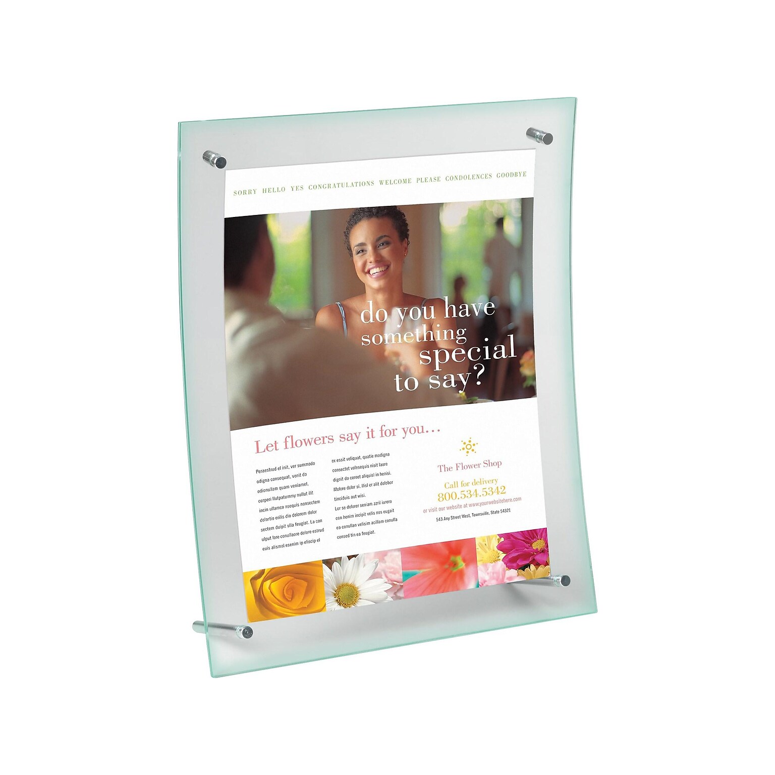 Staples Curved Sign Holder, Vertical or Horizontal, Clear Plastic – Freestanding Display Stand for Retail Signs & Promotions