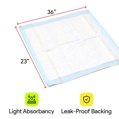 ProHeal Basic Light Fluff Incontinence Underpads, Overnight Moisture & Odor Lock, 23" x 36", 300/Pack (PH-7174-DCS)