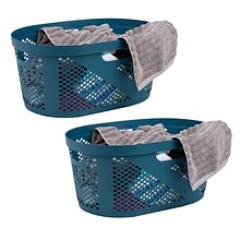 Mind Reader Plastic Laundry Basket, Blue, 2/Set (2HHAMP40-BLU)