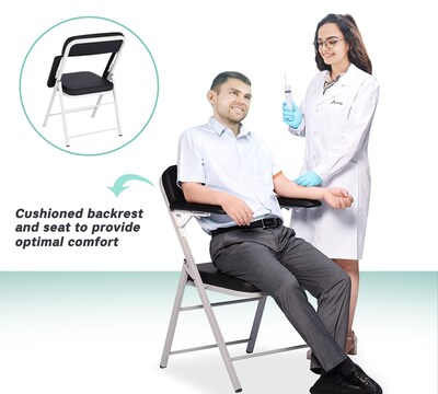 Viva Comfort Portable Phlebotomy Blood Drawing Chair, Black (ADI997-03-BLK-MK)