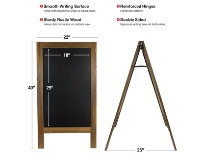 Excello Global Products Indoor/Outdoor A-Frame Sidewalk Sign, 22.8" x 40", Black/Brown (GPP-0001-S)