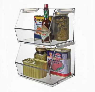 Small Stackable Plastic Storage Bin, Clear, 4/Pack (556710-4PK)