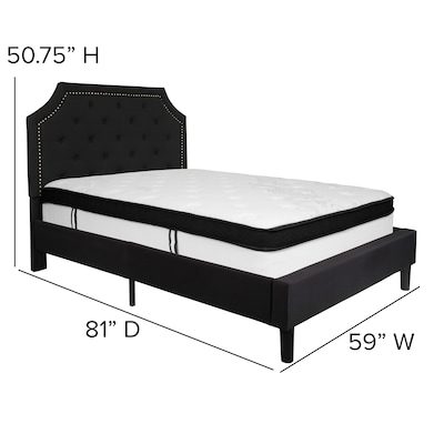 Flash Furniture Brighton Tufted Upholstered Platform Bed in Black Fabric with Memory Foam Mattress, Full (SLBMF6)