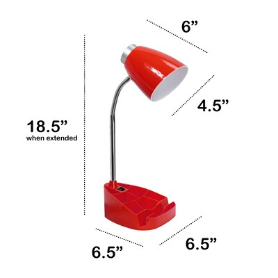 Creekwood Home 18.5" Flexible Gooseneck Organizer Desk Lamp with Stand, Red (CWD-1001-RE)