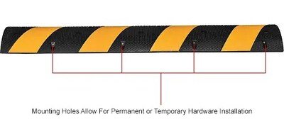 Global Industrial 72" Portable Rubber Speed Bump, Black w/ Yellow Stripes (708109)