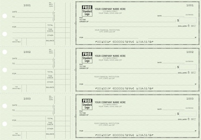 Custom 3-On-A-Page Business Size Checks, Side-Tear Voucher, Standard Color, 1 Ply, 1 Color Printing, 8.25" x 3", 250/Pk