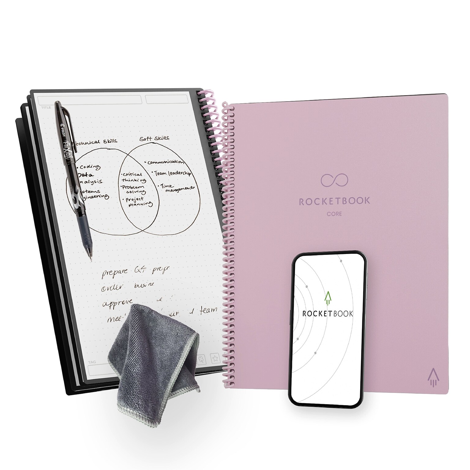 Rocketbook Core Smart Notebook, 8.5 x 11, Pink (CRLTDT-ENAM-PNK-01)