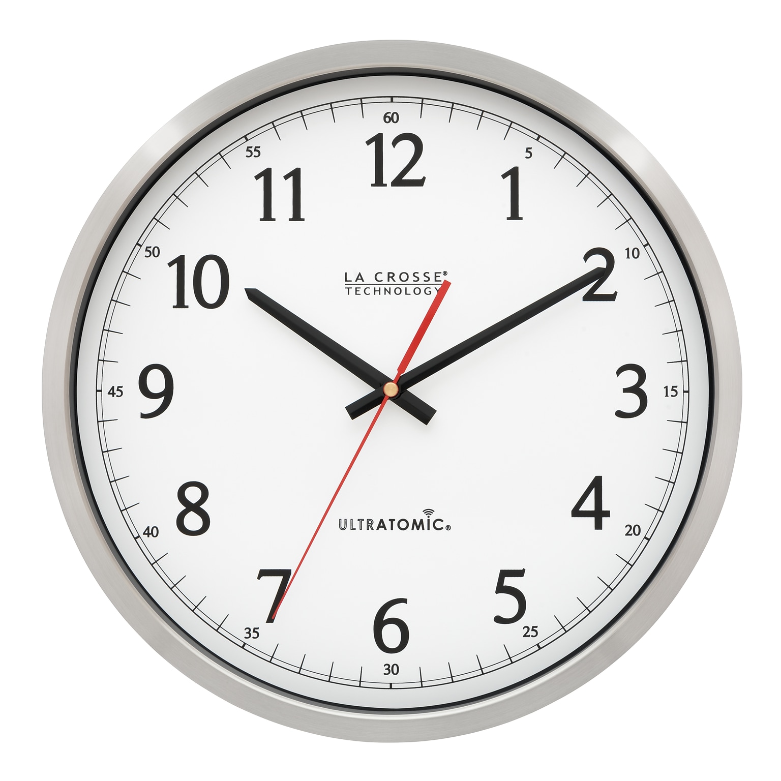 La Crosse Technology UltrAtomic Wall Clock, Stainless Steel, 14Dia. (404-1235UA-PL )