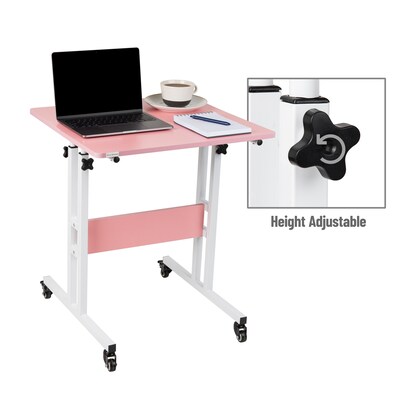 Mind Reader 22"W Portable Standing Desk Adjustable Height, Pink (SDROLL-PNK)