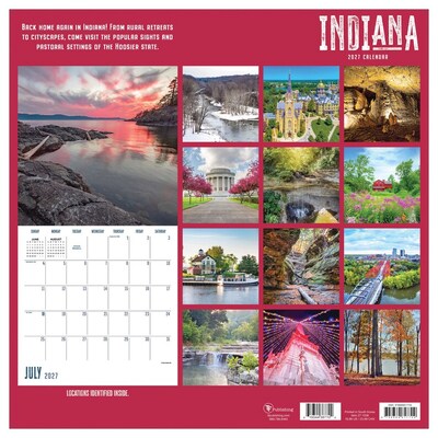 2027 TF Publishing Indiana 12" x 12" Monthly Wall Calendar, Multicolored (27-1038)