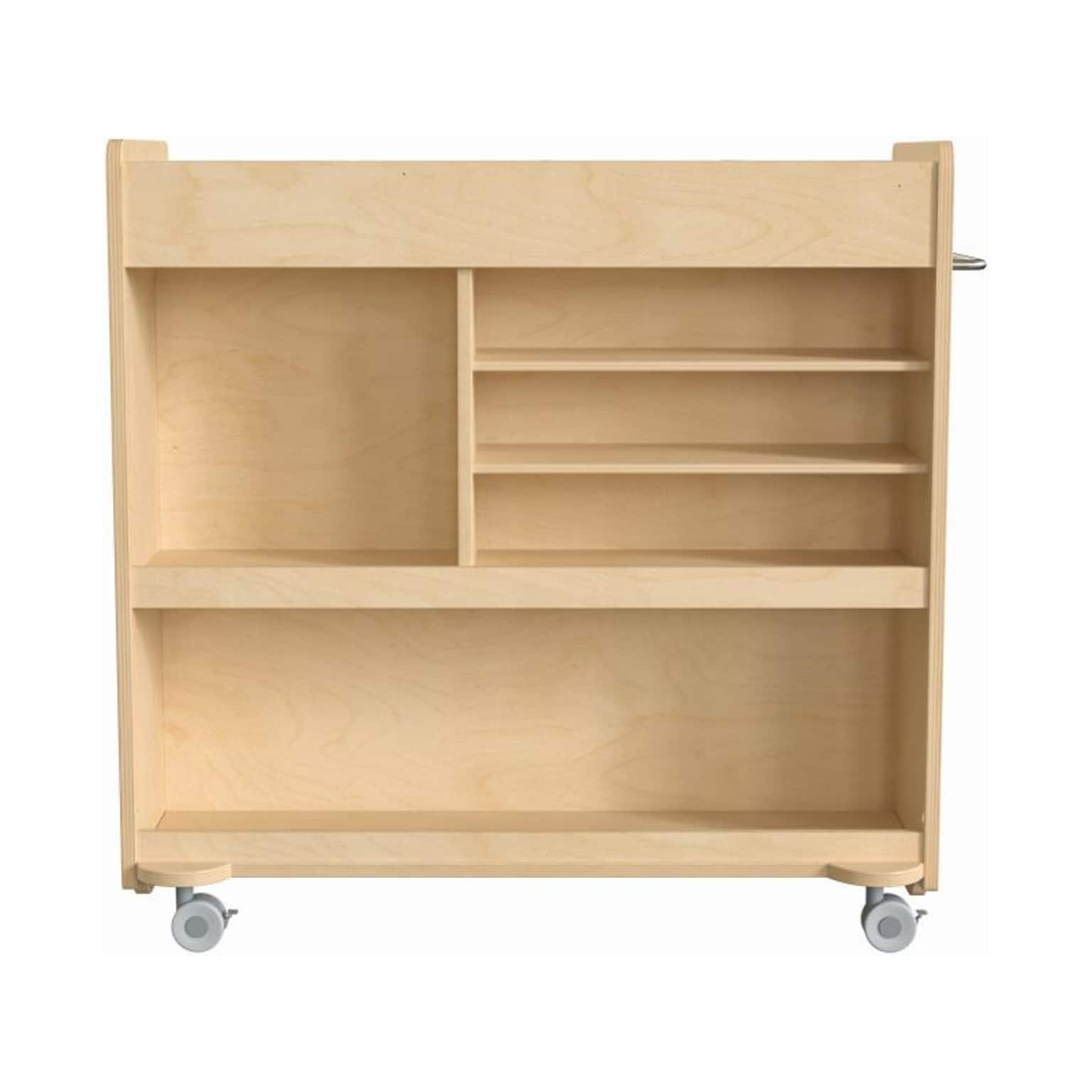 Flash Furniture Bright Beginnings Mobile 9-Section Storage Cart, 31.75H x 33W x 15.75D, Natural Birch Plywood