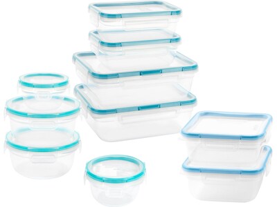 Snapware Plastic Food Storage 20-Piece Container Set, Clear/Blue (1136159)