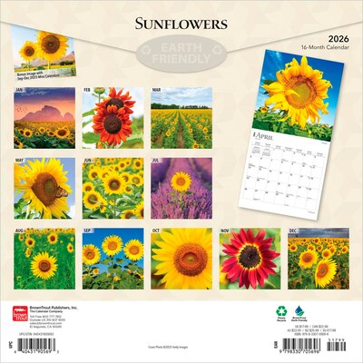 2026 BrownTrout Sunflowers 12 x 12 Monthly Wall Calendar (9798330705696)