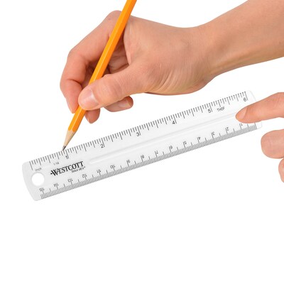 Westcott 6 Plastic Standard Ruler, Clear, 12/Box (17723)