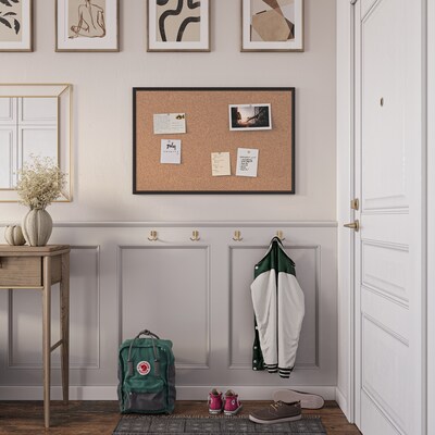 U Brands Cork Bulletin Board, Black Frame, 3' x 2' (2880U00-01)