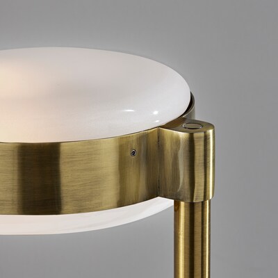 Adesso Linis 66" Antique Brass Floor Lamp with White Glass Shade (AD9105-21)