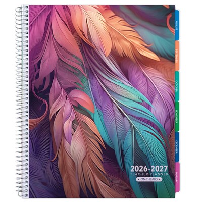 2026-2027 Excello Brands 8.5 x 11 Academic Weekly & Monthly Teacher Planner, Paperboard Cover, Pastel Peacock (TP-AY26-0061)