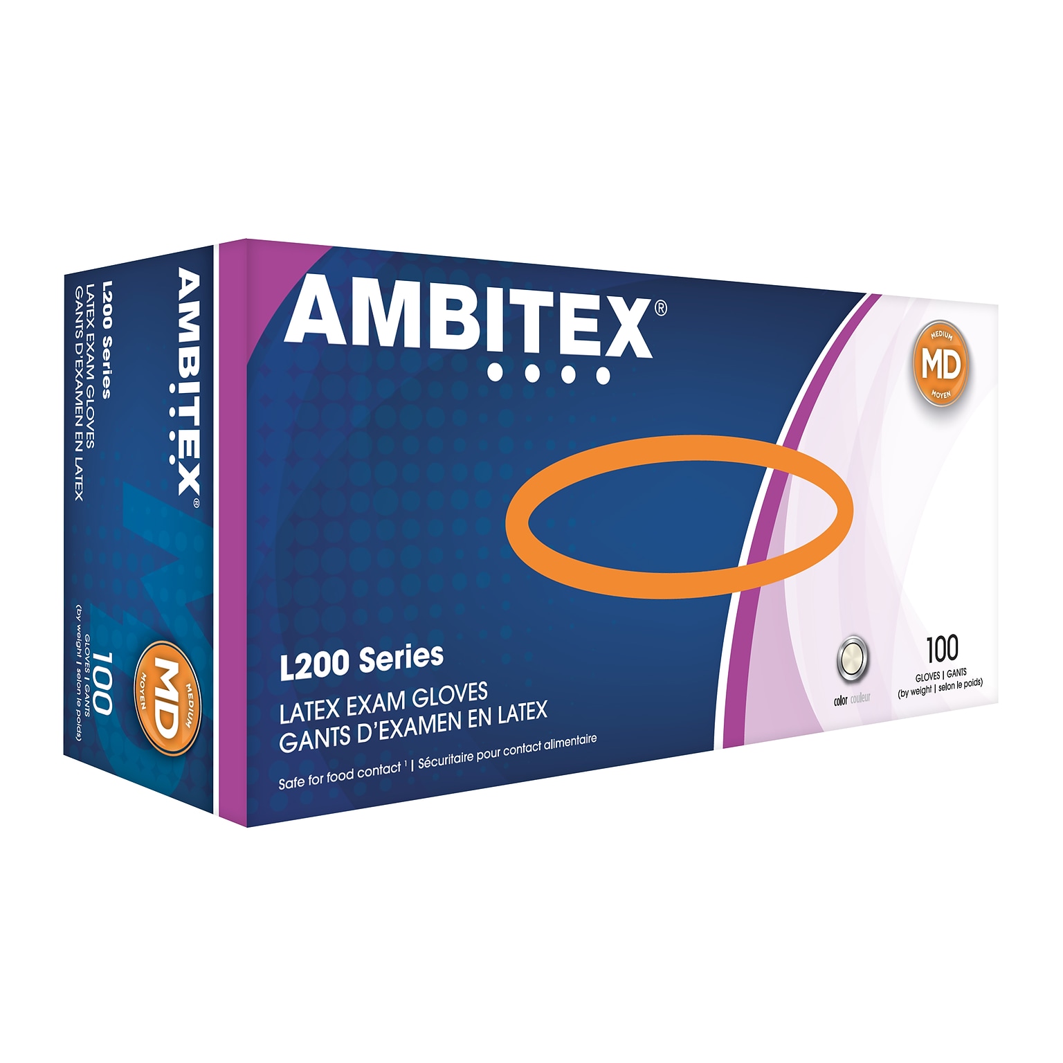 Ambitex L200 Series Powder Free Cream Latex Gloves, Medium, 100/Box, 10 Boxes/CT (LMD200)