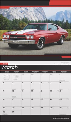 2025 BrownTrout American Muscle Cars  7" x 12" Monthly Deluxe Wall Calendar (9781975479398)