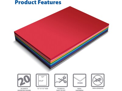 Better Office EVA Foam Sheets, Assorted Colors, 20/Pack (01299)