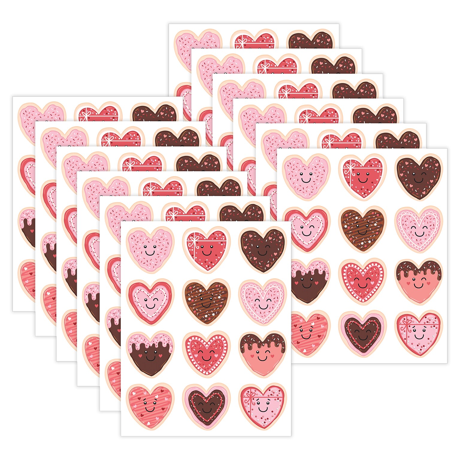Teacher Created Resources Frosted Heart Cookies Stickers, 72/Pack, 12 Packs/Bundle (TCR6948-12)