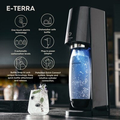 SodaStream E-TERRA Seltzer Water Maker, Black (1012911011)