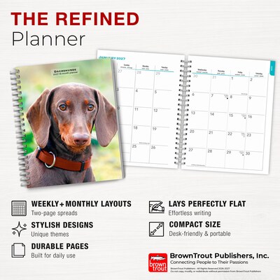 2027 BrownTrout Dachshunds 6.5" x 7.8" Calendar Year Weekly Standard Planner, Multicolor (9798330709489)