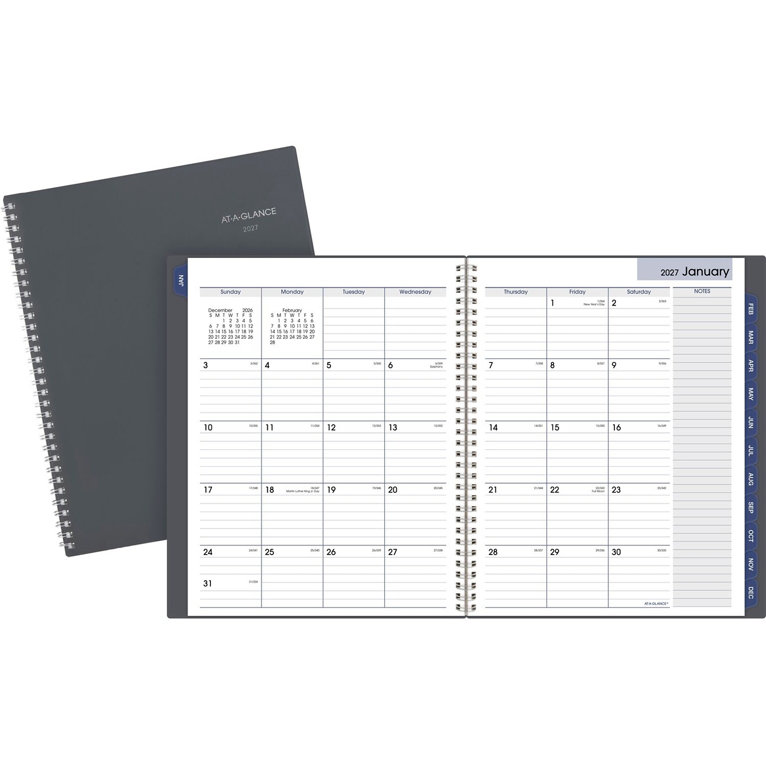 2027 AT-A-GLANCE DayMinder 8.5 x 11 Monthly Planner, Plastic Cover, Gray (GC470-07-27)
