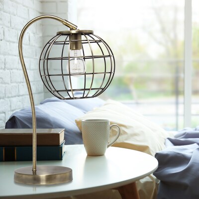 Lalia Home Studio Loft Arched Metal Cage 20" LED Table Lamp, Antique Brass (LHT-5061-AB)
