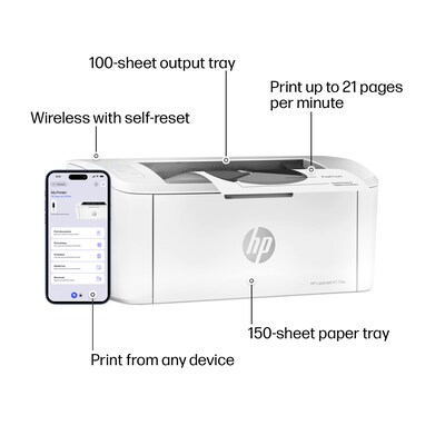 HP LaserJet M110w Wireless Black & White Laser Printer, Perfect for Home Office, Instant Ink eligible (7MD66F)