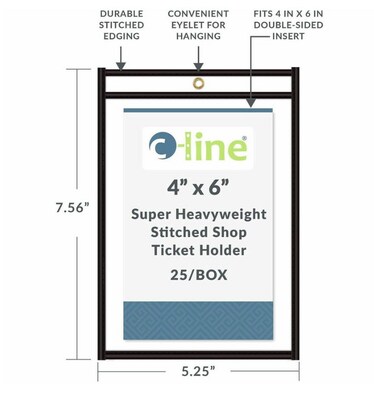 C-Line Stitched Vinyl Shop Ticket Holders, 4" x 6", 25/Box (CLI46046)