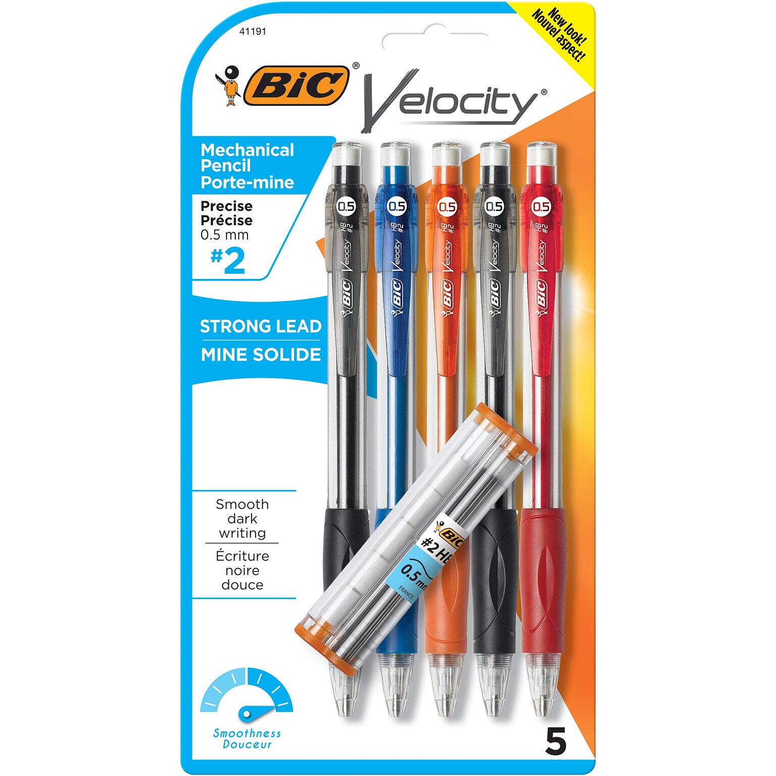 BIC Velocity Mechanical Pencil, 0.7mm, #2 Hard Lead, 5/Pack (MV7P51-BLK)