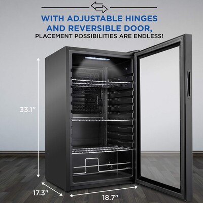 Ivation Freestanding Mini Fridge w/ Glass Door, 126 Can Capacity, Black (IVABC1260B)